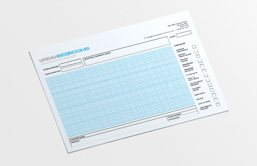 Urban Bedrooms Receipt Booklet Design by Get To Page One Ltd